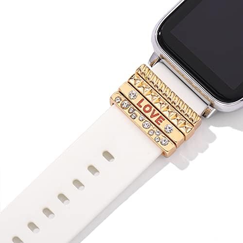 Hjinvigour Watchband Dekorativni Bling Rhinestone Diamonds Prstene petlje Kompatibilne sa Apple Gledaju Sportski bend Charms Silikonski