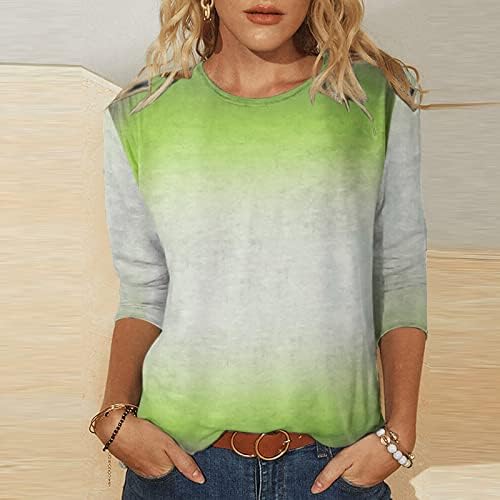 Annhoo Tie Dye Casual T majice za teen Girl Jesen Ljeto 3/4 rukave posade gradijentni gradijent tiskanje Thirts Womens 64