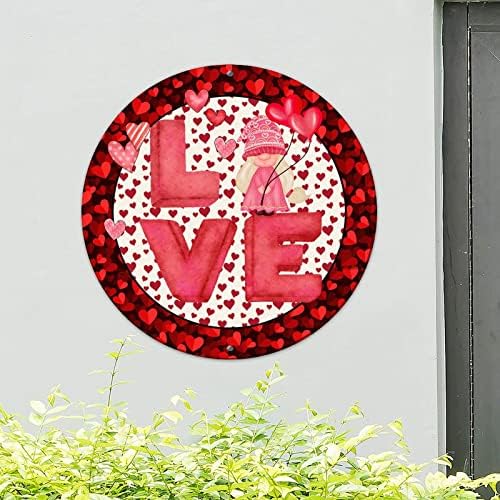 Cuwkisssign Decorn Decor okrugli metalni limenki znak Zidne plakete Valentinovo voli gnome metalni plak potpisuje crvene ružičaste