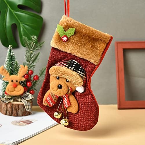 Božićni kućni ukrasni, božićne čarape Ugrađena LED lampica sa zvonom svečane rekvizitke Krpom Xmas Tree Sock poklon torba Privjesak