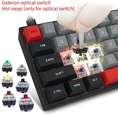 Guffercty kred GK61 60% mehanička tastatura 60 posto prilagođena vruća zamjenska igračka Tastatura sa RGB pozadinskim osvjetljenjem Nkro Type - C kablom za pobjedu/PC/Mac