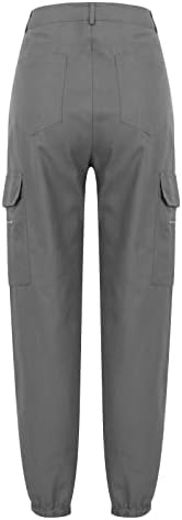 Uqrzau ženske casual pantalone elastične struk moda nisko dugme Solid u boji džep za crtanje