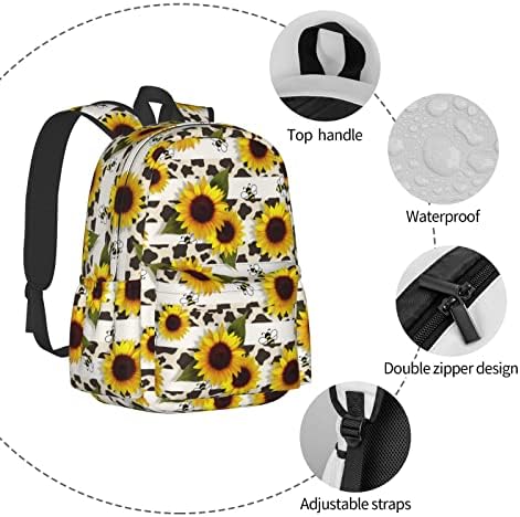 Ruksak 17 inčni kravju printom suncokretovoj pčelini Ležerne prilike Lagana ženska laptop ruksak za laptop Campus Putna torba za žene MAN Pješačenje