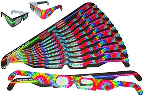 Naočare za difrakcionu prizmu vatrometa - Trippy Tie Dye i rave Waves frame Designs-ukupno 50 papirnih naočara-pogledajte dugine Rafale
