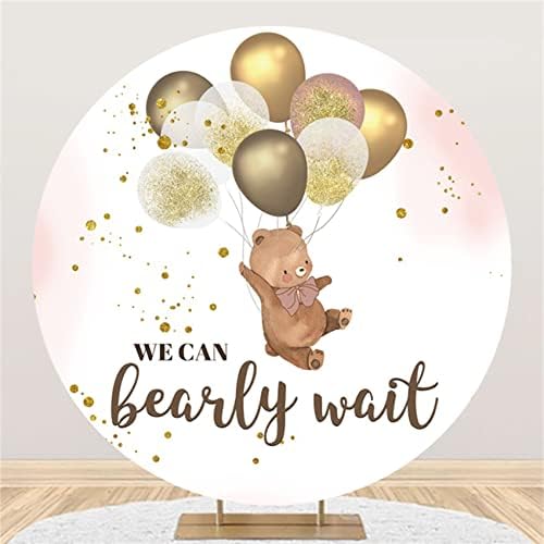 Yeele 6. 5x6. 5ft braon Bear Round baby shower backdrops možemo biserno čekati baloni Flying Bear Glitter Gold Dot fotografija pozadina