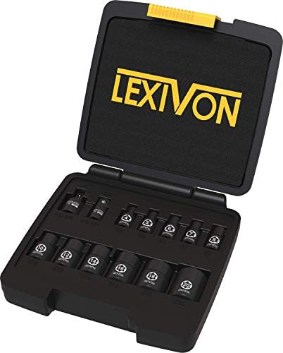 Lexivon E-Torx set utičnica, hrom vanadijum legura čelika | 13-komadna ženska zvijezda socket E4 - E20 set | Poboljšani slučaj za skladištenje