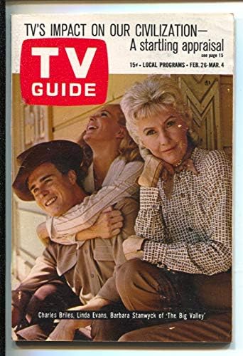 TV vodič 2 / 26 / 1966-velika dolina-Linda Evans-Barbara Stanwyck-poklopac-Illinois-bez oznake-kopija štanda za vijesti-VF-