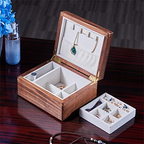 IRDFWH Walnut drveni uzorak nakit Organizator slučaj prsten ogrlica naušnice narukvica oprema za pohranu paket kutija