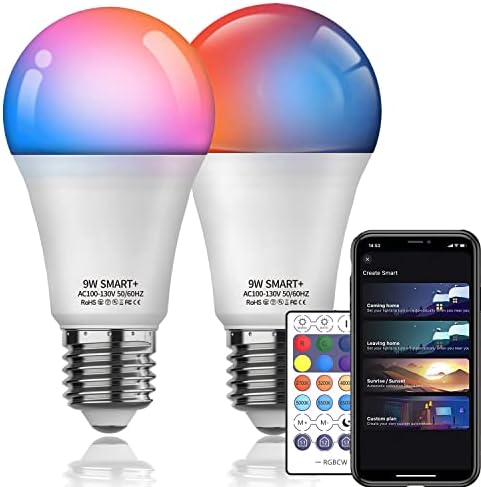 Mowelai pametna sijalica, WiFi & Bluetooth 2u1 RGBCW pametne LED sijalice sa mogućnošću zatamnjivanja, E27 9W kompatibilne sa Alexa,