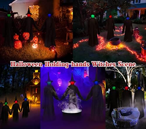 80unclekimby dekoracije za Noć vještica - 3 kom zastrašujuće osvijetljene vještice koje drže rekvizite za ruke, dekor dvorišta na
