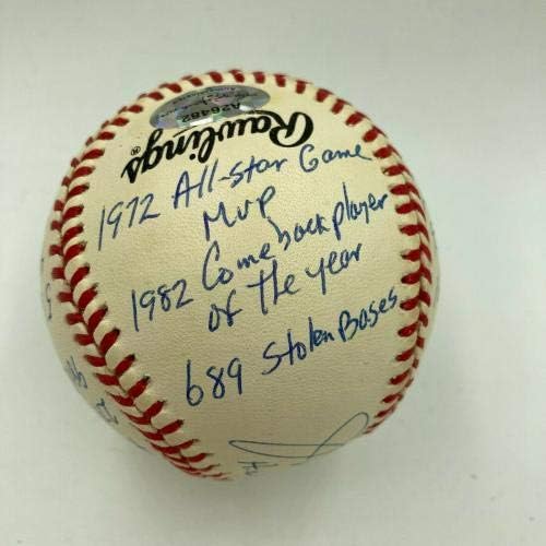 Joe Morgan potpisao je teško upisano karijeru stat bejzbol reggie jackson coa - autogramirani bejzbol