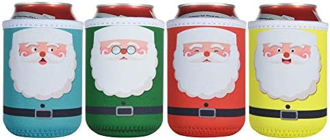 Bluecell paket od 5 Neoprene 12oz Slim / Standard Can Izolatori Božićni Djed Mraz mogu se ublažiti za 12oz tankog pića piva)