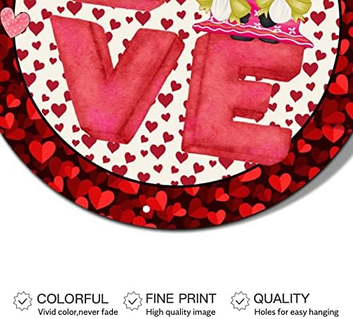 Okrugli metalni valentinovo vijenac znakovi love crveno srce slatko gnome kosinski znak za angažman zid umjetnost rustikalni metalni