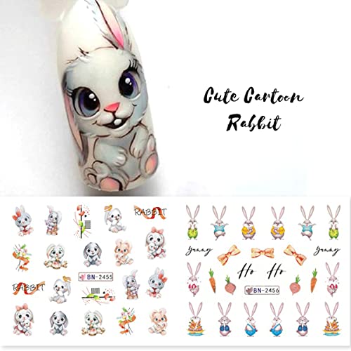 Bunny naljepnice za umjetnost noktiju Uskršnje naljepnice za prijenos vode slatki zec dizajnira pribor za nokte za žene praznične