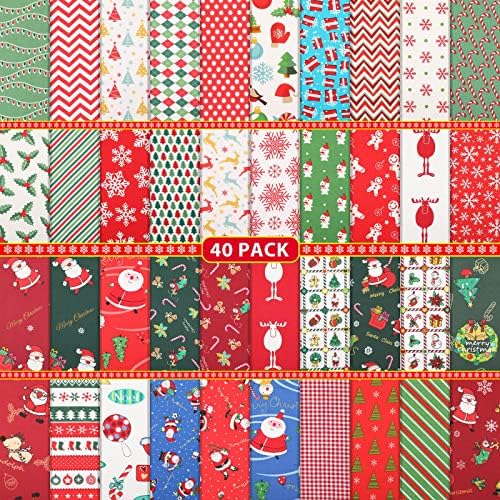 40 komada Božićna tkanina Quilting Fabric kvadrati masti četvrtine Precut šivanje tkanina Patchwork božićno drvo pahuljica štampani