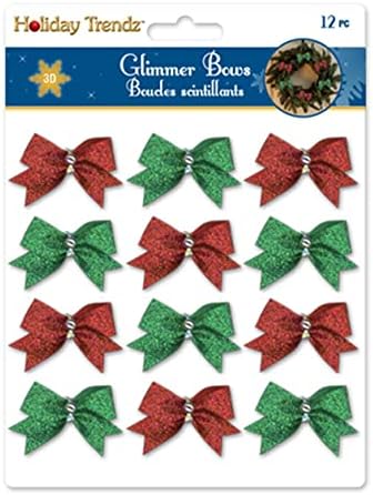 Mini Božićni lukovi za kravate - crveni i zeleni sjaj - broj 12