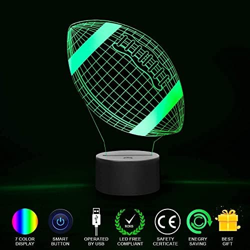 Wiscky Football 3D noćna svjetla lampe za djecu, nogomet 7 LED boja mijenjanje Stolne lampe rasvjeta Cool Igračke Pokloni rođendan