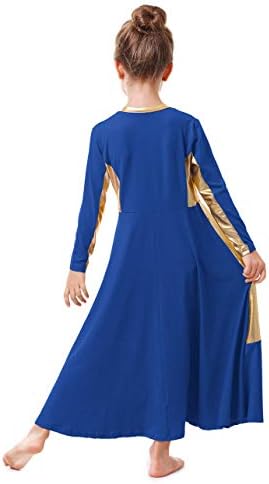 Ibakom Girls Pohvale liturgijsko obožavanje pune dužine Metalno zlatno ples haljina labavi fit plesna odjeća tunička kruga kostim