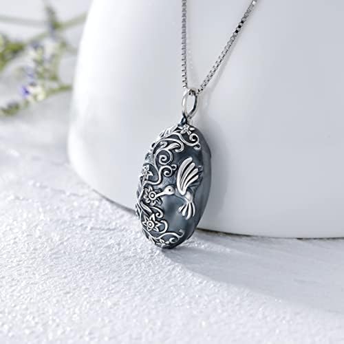 Toupop urna ogrlica za pepeo za žene / muškarce 925 Sterling Silver Oval kremiranje nakit za pepeo w / Funnel Filler privjesak za