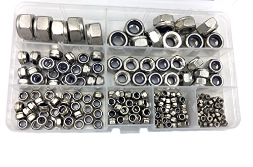 HVAZI 205kom metričkih M2.5 M3 M4 M5 M6 M8 M10 M12 inox najlon Hex Lock Matica asortiman Kit