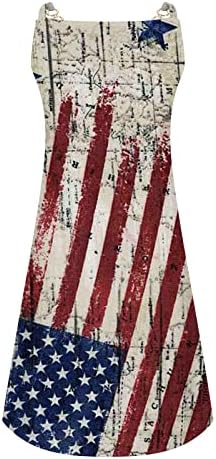 HCJKDU žene 4. jula haljina bez rukava V vrat sa patentnim zatvaračem Dan neovisnosti Mini haljina američka zastava Print Beach Sendress