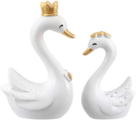 Prettyzoom Wedding Cupcake Topper 2pcs White Swan Par Swan Figurine Skulptura za nadzorna ploča za nadzornu ploču za Valentine Dan