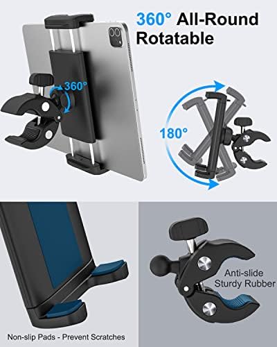 AOZCU univerzalni nosač bicikla za biciklistički držač za biciklizam, nosač tableta od 360 stupnjeva za tablet za tablet za iPad 12.9