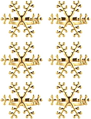 AMOSFUN 12pcs Christmas Snowflake salveting prsten Xmas Držač salveta Srebrni Zlatni salvetni kopči za odmor Xmas Dijeling Dekoracija