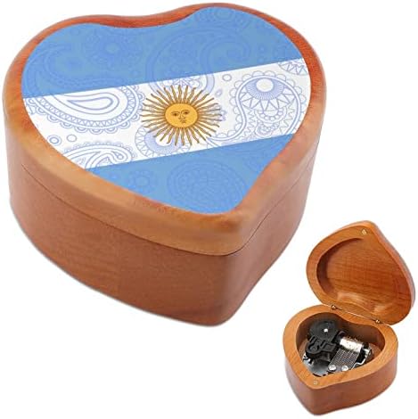 Argentina Paisley Zastava ClockWork Music Box Vintage drveni glazbeni box igračke pokloni ukrasi
