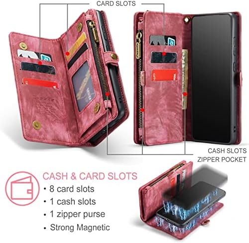 Zaštitna futrola za novčanik za Samsung Galaxy S21 Ultra, 2 u 1 odvojiva Premium kožna torbica sa magnetnim patentnim zatvaračem ručica