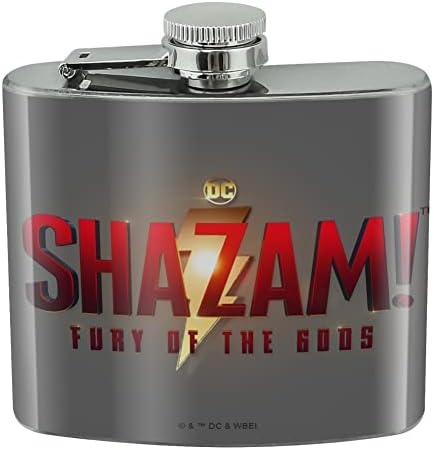 Shazam! Fury of the Gods Logo Nerđajući čelik 5oz Hip Drink tikvica za bubrege