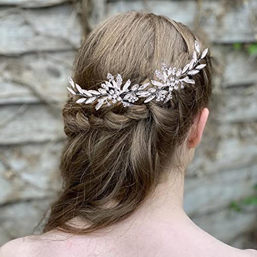 Urieo vjenčane vjenčane igle za kosu srebrni kristalni list nevjesta komadi za kosu Rhinestone ručno rađeni Dodaci za kosu za žene