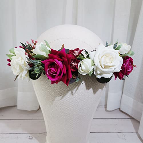 Lucky Summer Flower Headband Rose Leave Floral Crown Wedding Headpiece Porodilište Photo Prop Baby Shower Berry Headpiece