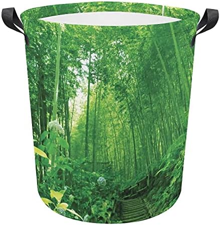 Foduoduo korpa za pranje rublja Zeleni prirodni scenski bambus Cvijeće rublje koči sa ručicama Sklopiva torba za pohranu prljave odjeće