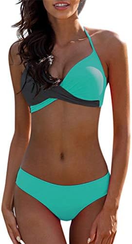 Kimloog Womens Šareni uzorak plaža Bikini postavio je nisko struk zavoj kupaći kostimi kupaći kupaći kupaći kostim