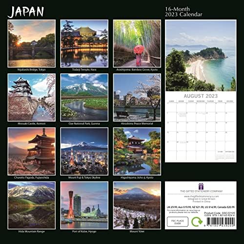 2023 Kvadratni zidni kalendar, Japan, 16-mjesečna tema sakupljanja pasoša sa 180 naljepnica za podsjećanje