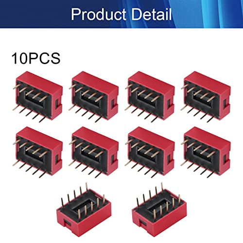 10pcs crveni DIP prekidač horizontalne 1-5 pozicije 2.54 mm Pitch za Circuit Breadboards PCB, Aicosineg