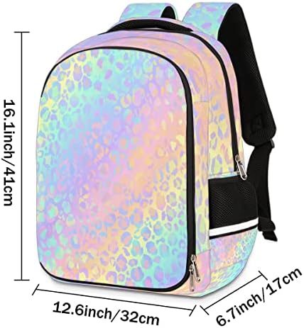 CFERSAN Rainbow Leopard višenamjenski ruksak za djevojčice izdržljivi prijenosna računala za prijenosna računala, otporni na školski