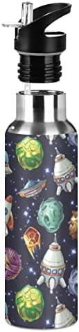 Spaceship planeta Space boce za vodu Termos sa slamnim poklopcem za dječje dječake Dječje djevojke, 600 ml, nepropusne šalice od nehrđajućeg