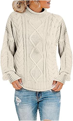 Ženski prevelizirani džemper klasični kablovski pleteni pleteni pulover casual turtleneck pletiva dugi rukavi skakače