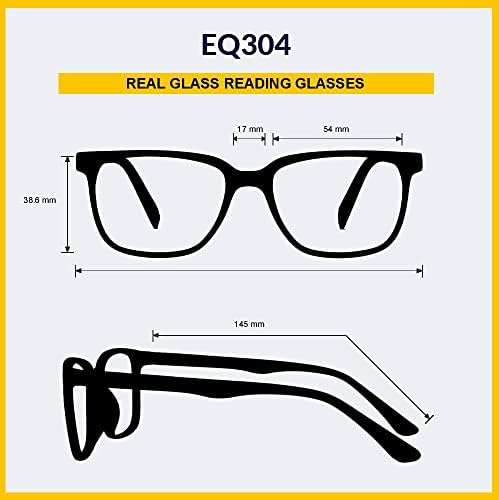 VS naočale za čitanje stakla čišćenja sa čistim pravim staklenim sočivima u Equinox 304 plastični okvir