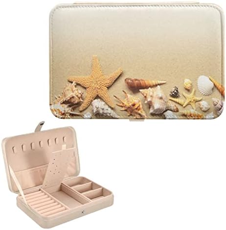 INNEWGOGO Ljetna plaža Starfish Seashell Mala kutija za nakit PU kožni nakit Organizator Turistički prenosivi nakit Držač za pohranu