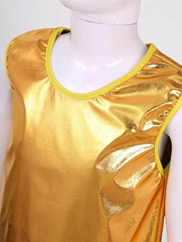 Loyan Kids Girls Shiny Metallic Slee Beveless Vest Dancewear Toddler Mock Crop gornji trening za sport Nose Gold 7-10 godina