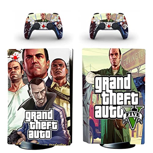 Igra Grand GTA Theft i Bauto PS4 ili PS5 naljepnica za kožu za PlayStation 4 ili 5 konzola i 2 kontrolera naljepnica Vinyl V5725