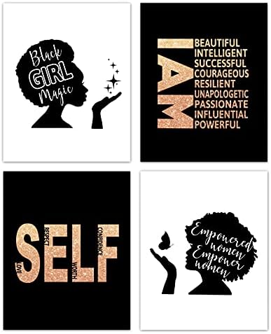 HUYAW moderna minimalistička apstraktna linija tijela Crna kraljica žena djevojka Afroamerička kruna zidna umjetnička grafika Set