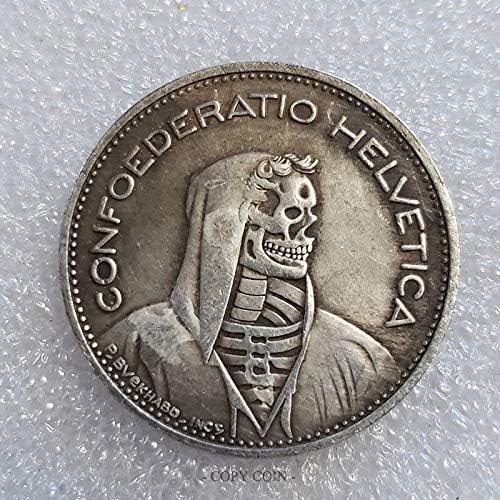 Vansp Copy Nickel Coin 1965-B Švicarska 5 Francs-Skeleton Monk replika Komemorativni novčić Swiss Hobo Coin 4