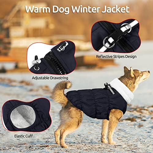 Queenmore Warm Dog zimske jakne, runo-obloge za pse hladnim vremenskim kaputima, vjetrovske kornjačev prsluk sa izrezom D-prsten,