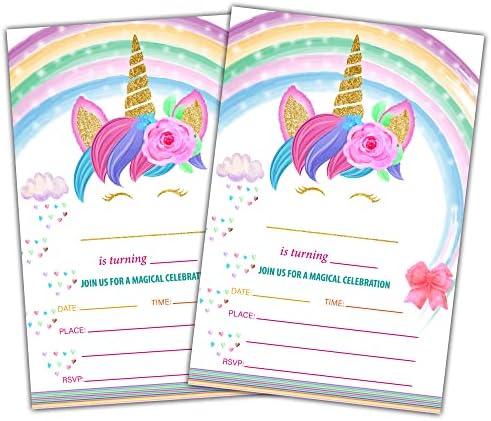 Rainbow Jedinstveni rođendanski pozivnici, čarobni Pony Rainbow Rođendan za dječake Djevojke, dječji rođendanski pozivi, tematski