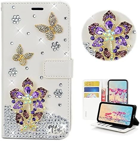 STENES Bling Wallet futrola za telefon kompatibilna sa futrolom OnePlus Nord CE 5G-Stylish - 3D ručno rađena luksuzna Fowers Butterfly