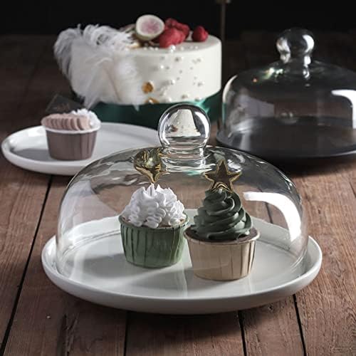 Zerodeko ploča za prikaz kolača keramička Postolja za torte sa kupolastim poklopcem, tanjir za posluživanje deserta okrugla čista